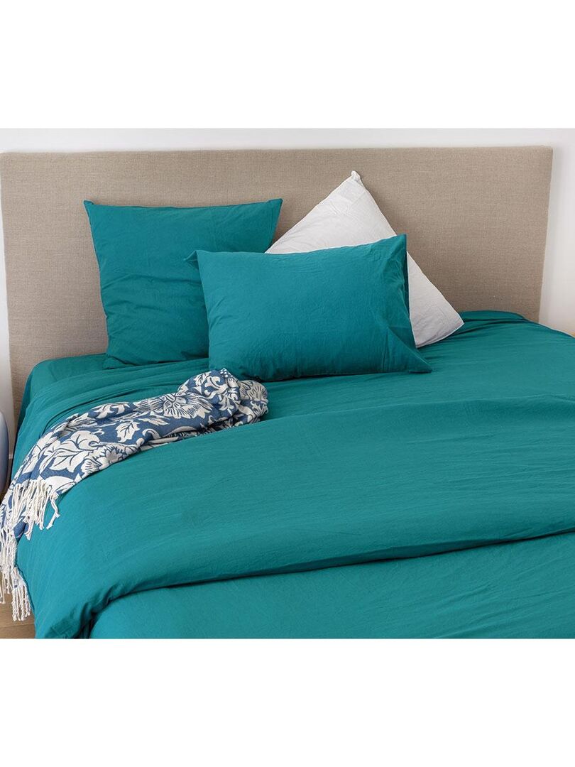 Housse de couette unie en coton Lavé Bleu Kiabi 62.00€