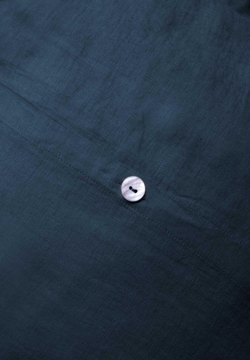 Housse de couette unie en lin, LIN LAVÉ Bleu marine - Kiabi