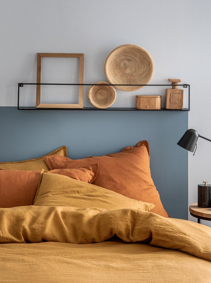 Housse de couette unie en lin, LIN LAVÉ Marron caramel - Kiabi