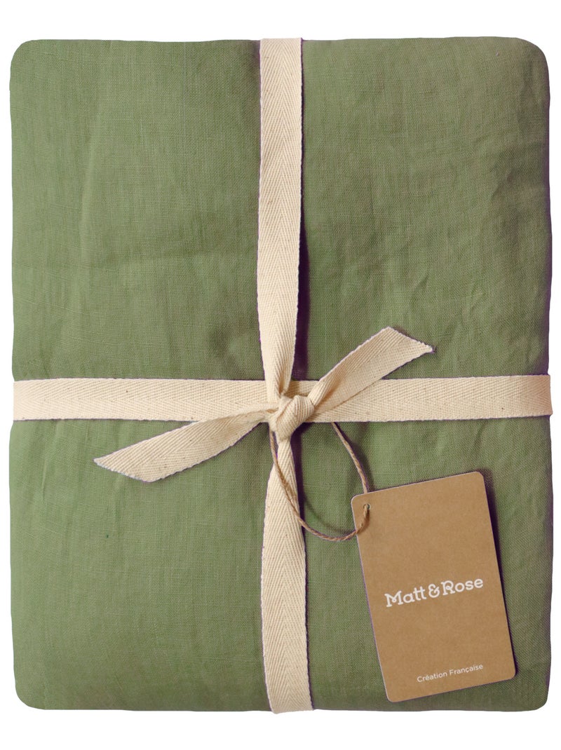 Housse de couette unie en lin, PASSION LIN Vert Sauge - Kiabi