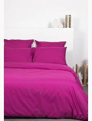 Housse de couette unie polycoton 240x220 cm prune
