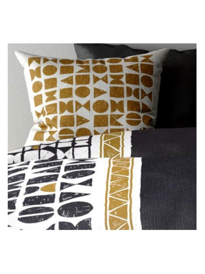Housse de couette  Union + taie(s) coton 57 fils Gris - Kiabi
