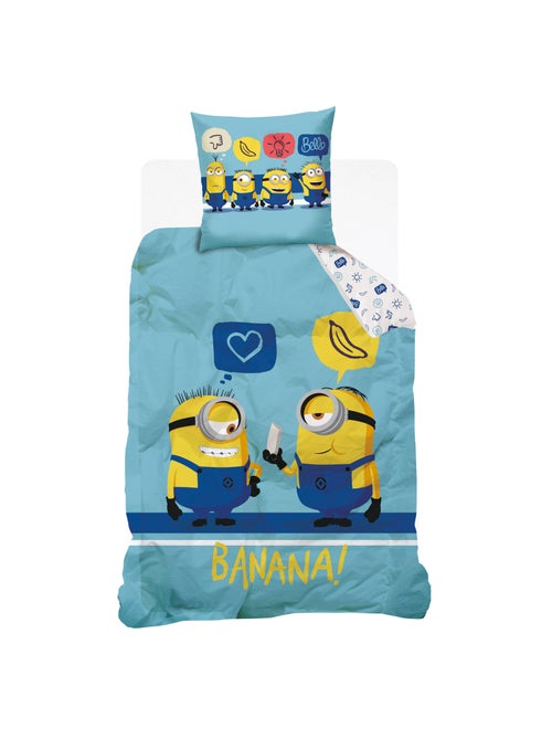 Housse de couette Universal Minions 140x200 cm - 100% Coton - Bleu - Kiabi