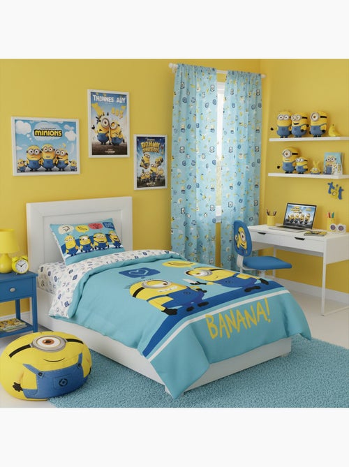 Housse de couette Universal Minions 140x200 cm - 100% Coton - Bleu - Kiabi