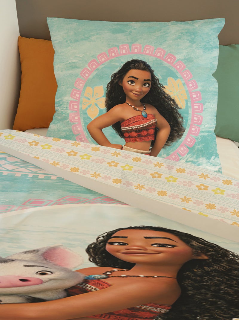 Housse de couette Vaiana et Pua le cochon 140x200 cm - 100% Coton - Bleu Bleu - Kiabi