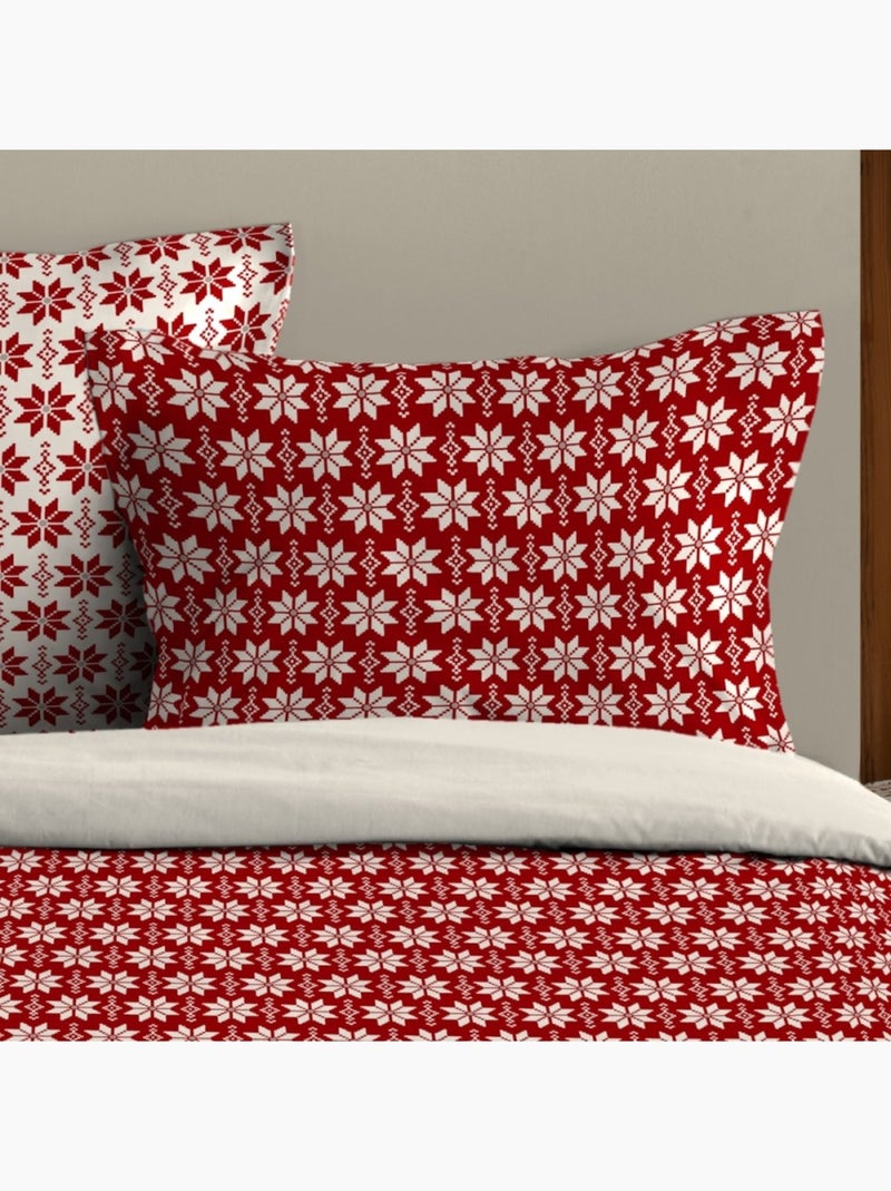 Housse de couette VALGENIS + 2 taies coton 57 fils Rouge - Kiabi
