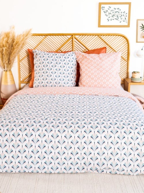 Housse de couette VOLEA + 2 taies 100% coton adouci 57 fils/cm2 - Kiabi