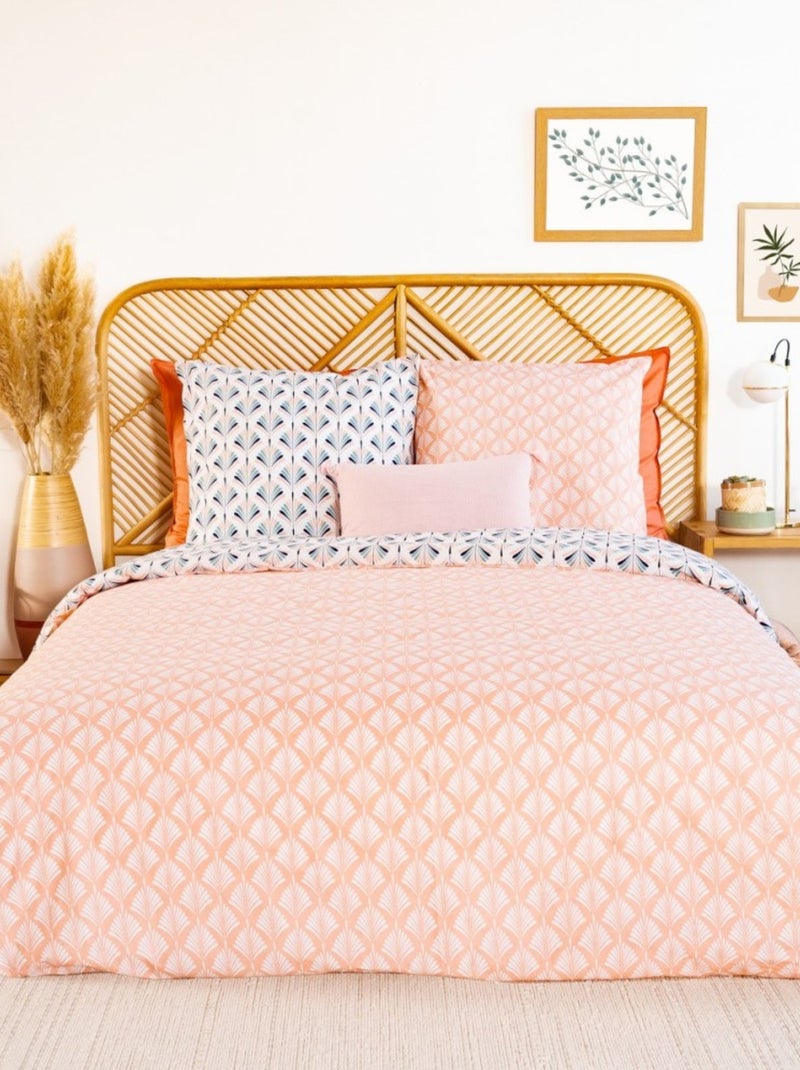 Housse de couette VOLEA + 2 taies 100% coton adouci 57 fils/cm2 Bleu - Kiabi