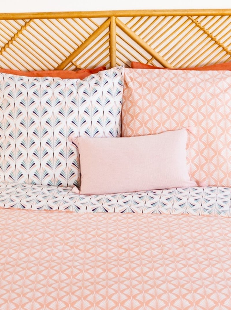 Housse de couette VOLEA + 2 taies 100% coton adouci 57 fils/cm2 Bleu - Kiabi