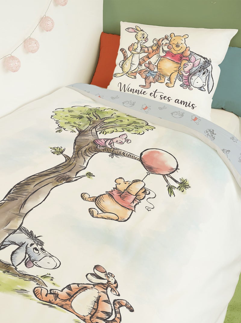 Housse de couette Winnie l'Ourson 140x200 cm - 100% Coton - Blanc Blanc - Kiabi