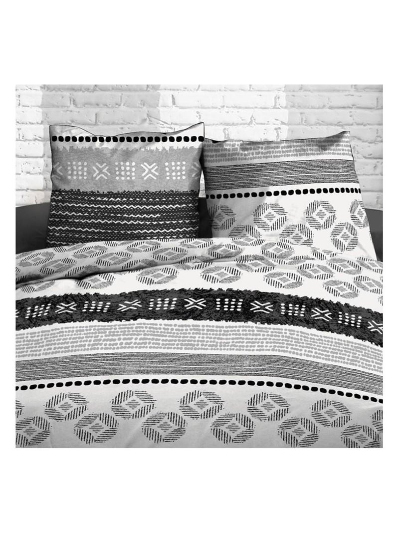 Housse de couette  Yuma gris + taie(s) coton 57 fils Gris - Kiabi