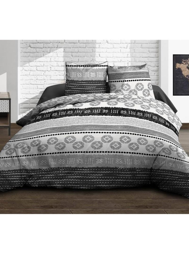 Housse de couette  Yuma gris + taie(s) coton 57 fils Gris - Kiabi