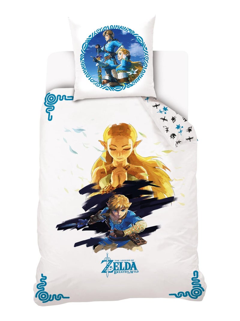 Housse De Couette Zelda & Link Tears of the Kingdom 140x200 cm - 100% Coton - Blanc Blanc - Kiabi