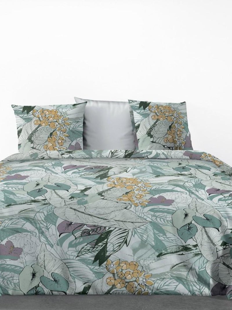 Housse de couette  Zelia + taie(s) coton bio 57 fils Vert - Kiabi