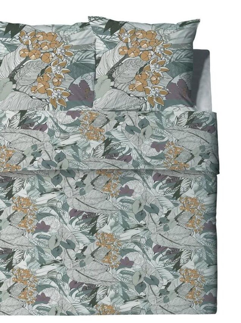 Housse de couette  Zelia + taie(s) coton bio 57 fils Vert - Kiabi