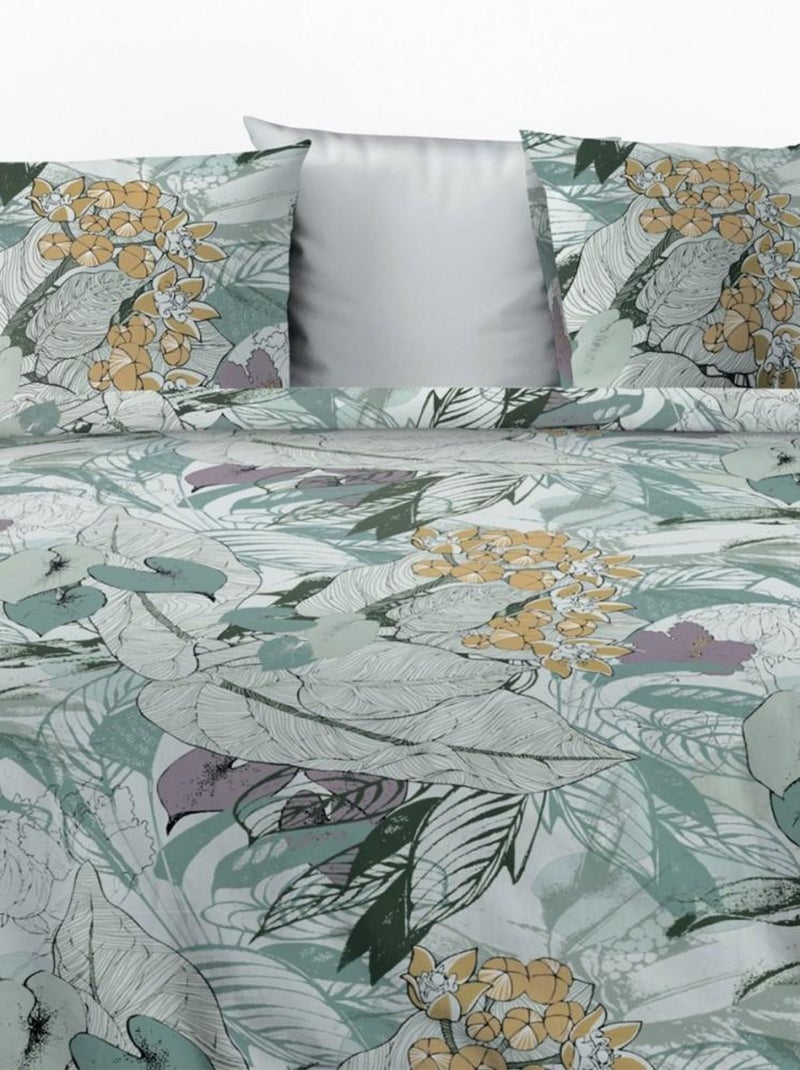 Housse de couette  Zelia + taie(s) coton bio 57 fils Vert - Kiabi