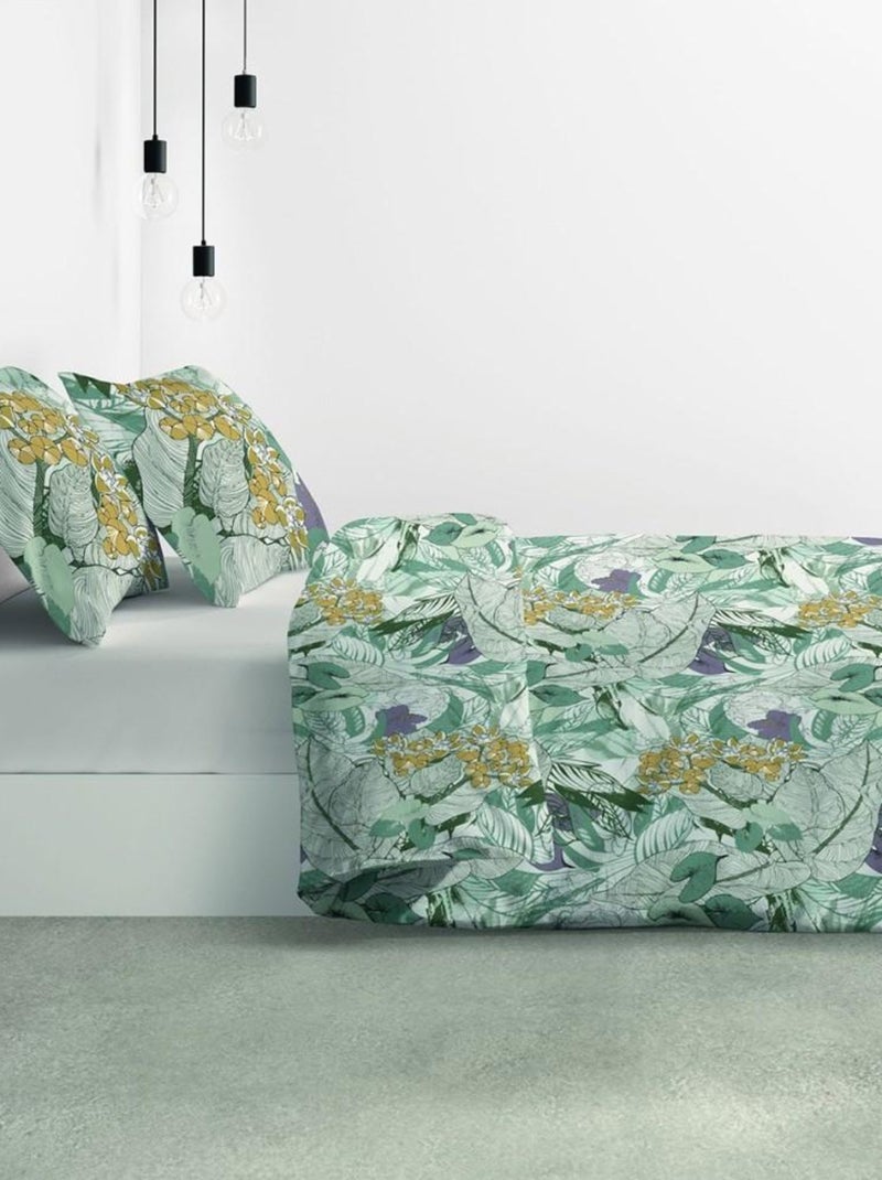 Housse de couette  Zelia + taie(s) coton bio 57 fils Vert - Kiabi