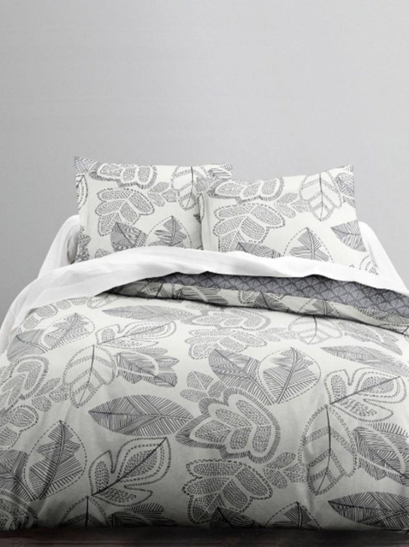 Housse de couette  Zippée Mawira Shinano + 2 taies 100% coton 57 fils Blanc - Kiabi