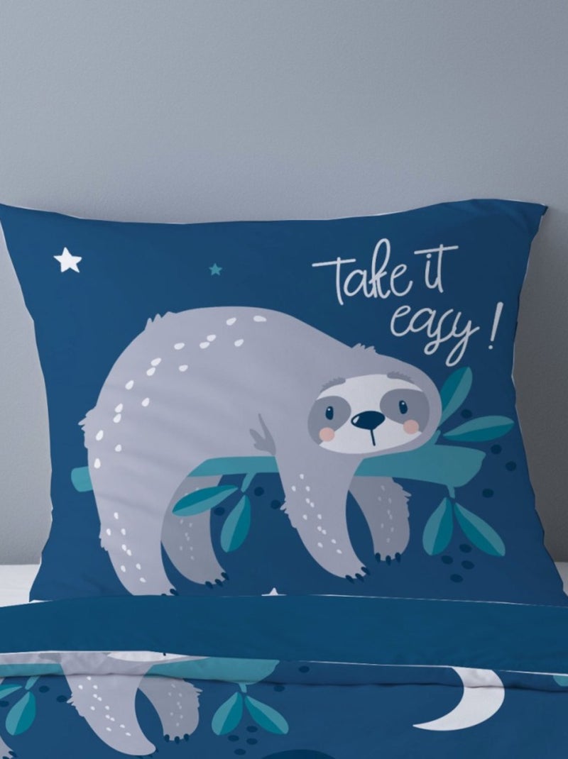 Housse de couette140x200 PARESSEUX + 1 taie Bleu - Kiabi