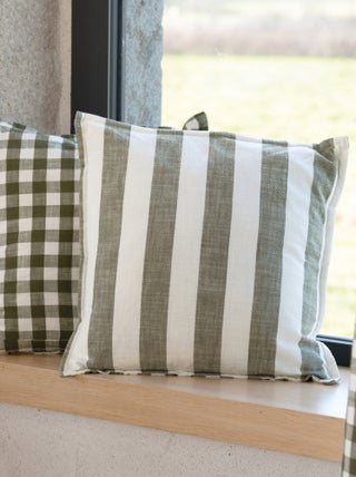 Housse de coussin 100% coton rayures et vichy LOURMARIN