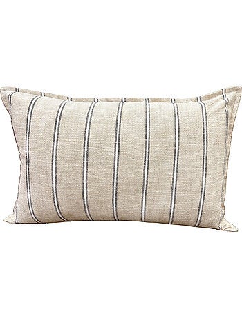 Housse de coussin 100% coton rayures rustiques LOURMARIN