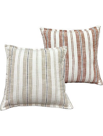 Housse de coussin 100% coton rayures tapissier deux faces LOURMARIN