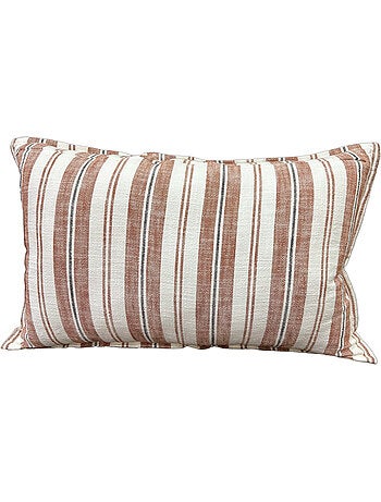 Housse de coussin 100% coton rayures tapissier deux faces LOURMARIN