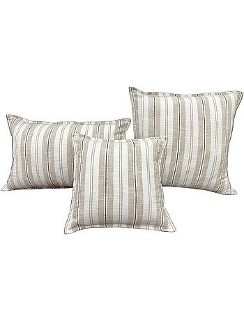 Housse de coussin 100% coton rayures tapissier deux faces LOURMARIN