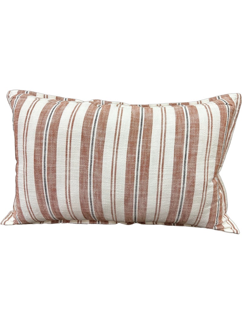 Housse de coussin 100% coton rayures tapissier deux faces LOURMARIN Beige - Kiabi