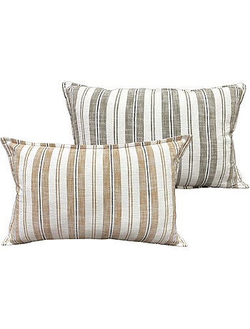Housse de coussin 100% coton rayures tapissier deux faces LOURMARIN