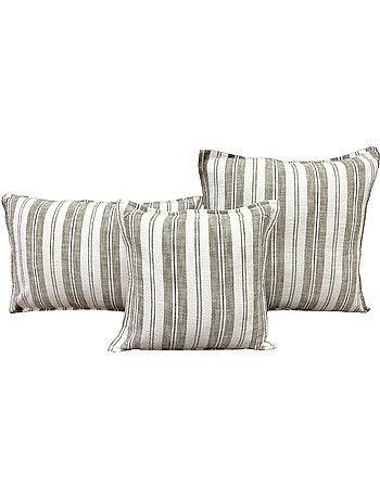 Housse de coussin 100% coton rayures tapissier deux faces LOURMARIN