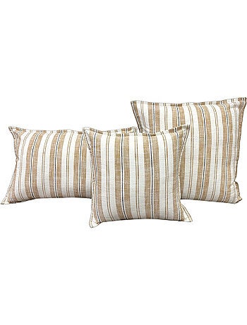 Housse de coussin 100% coton rayures tapissier deux faces LOURMARIN