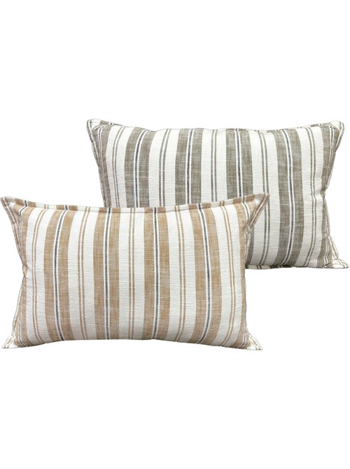 Housse de coussin 100% coton rayures tapissier deux faces LOURMARIN - Kiabi