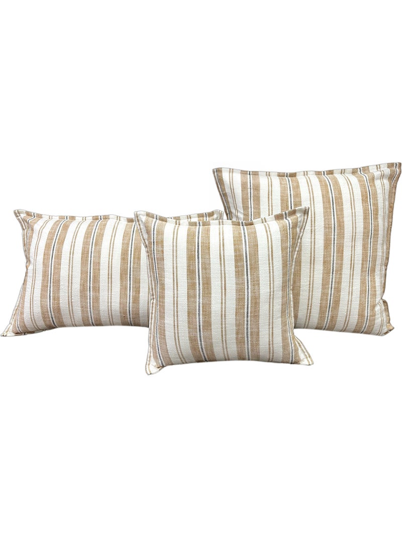Housse de coussin 100% coton rayures tapissier deux faces LOURMARIN Jaune - Kiabi