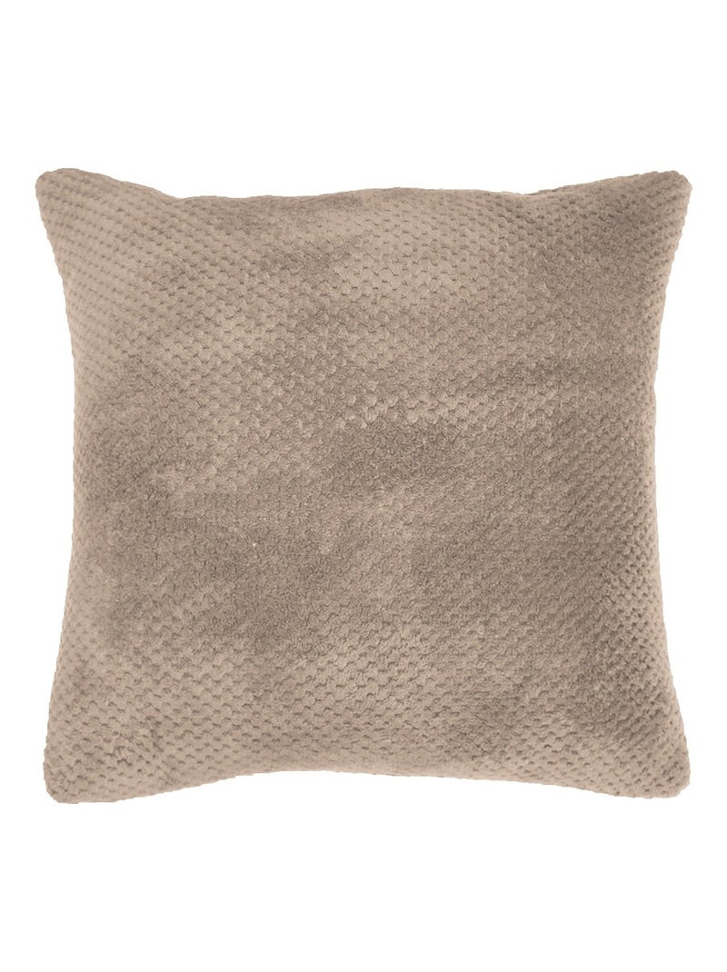 Housse de coussin 40 x 40 cm flanelle jacquard calinou lin Beige - Kiabi