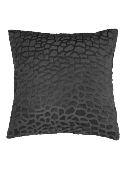 Housse de coussin 40 x 40 cm imitation poil tanzania anthracite - Kiabi