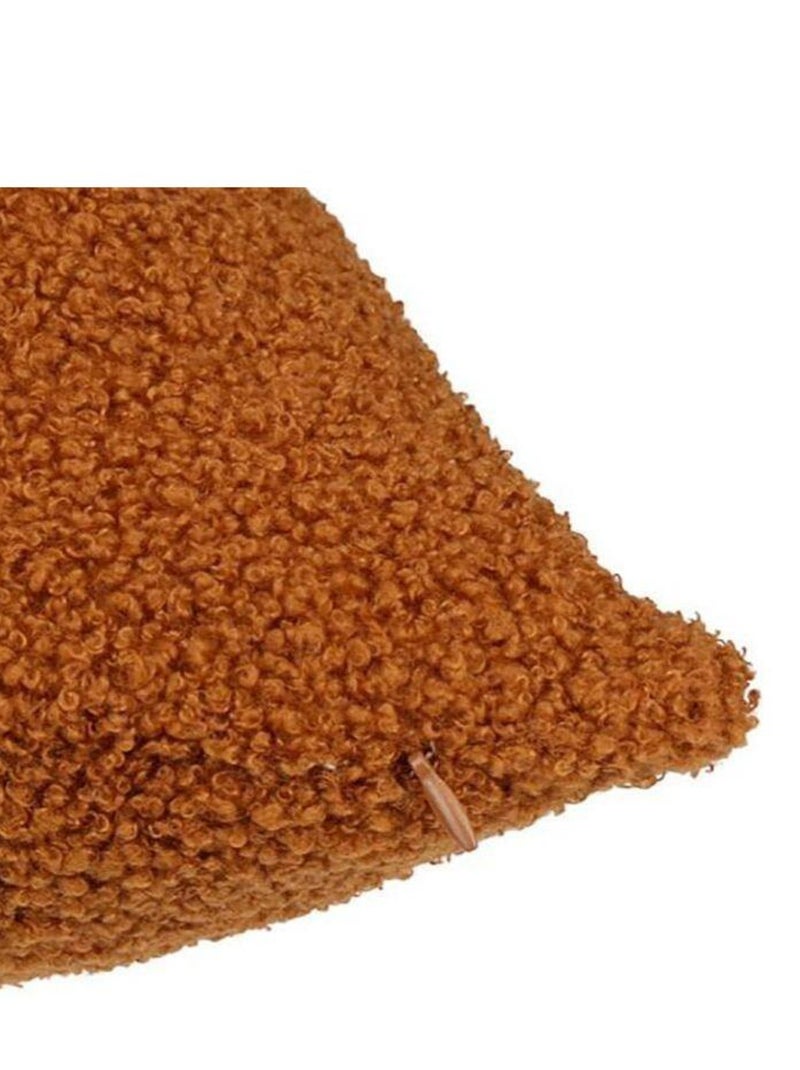 Housse de coussin 40x40 cm bouclette Bonheur Marron - Kiabi