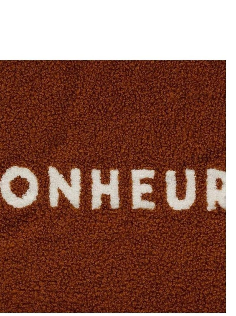 Housse de coussin 40x40 cm bouclette Bonheur Marron - Kiabi