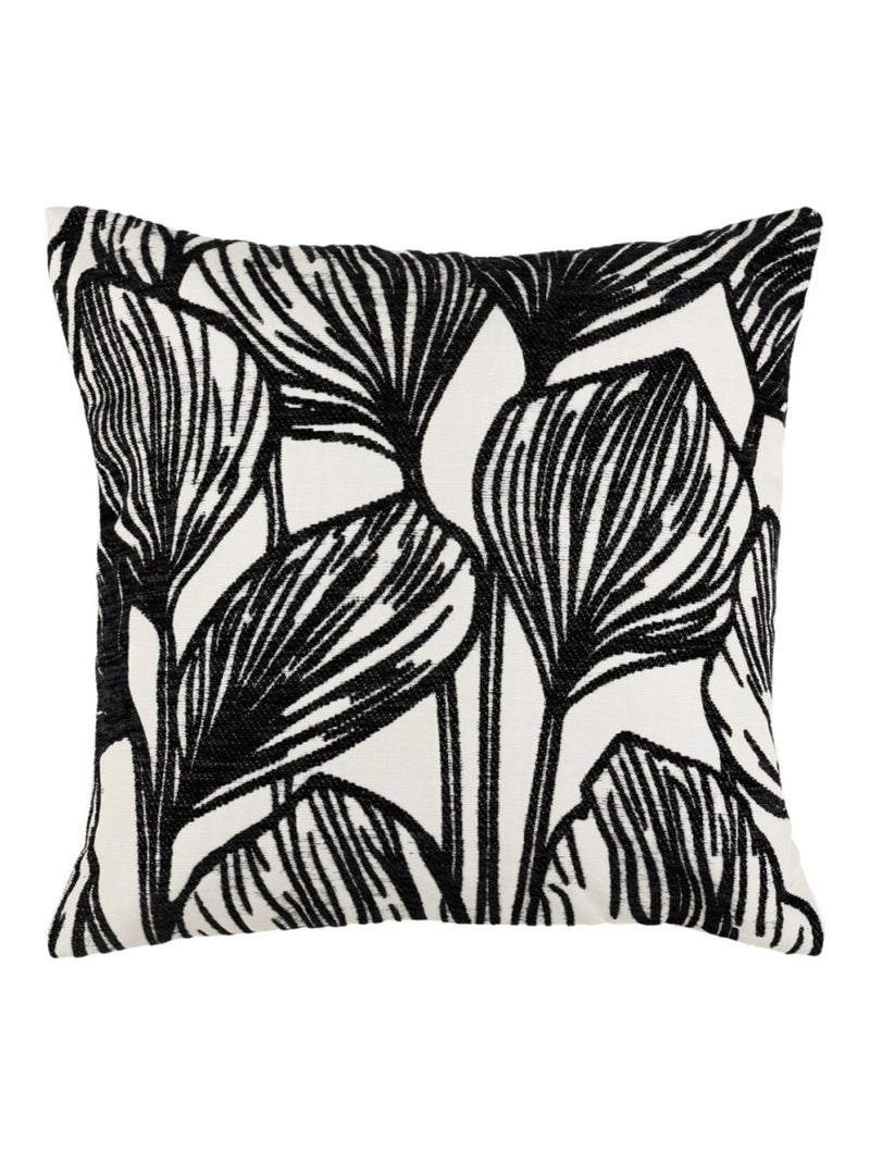 Housse de coussin 40x40 cm brodé feuilles Noir - Kiabi