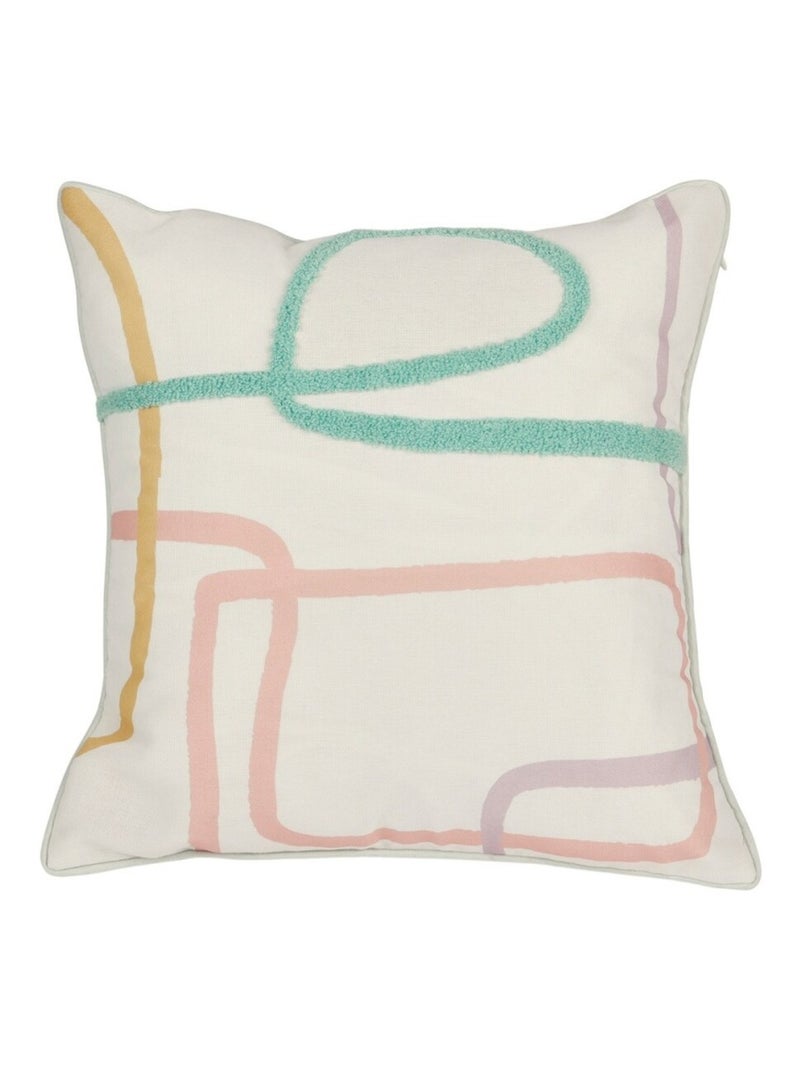 Housse de coussin 40x40 cm brodé Zig zag Rose - Kiabi