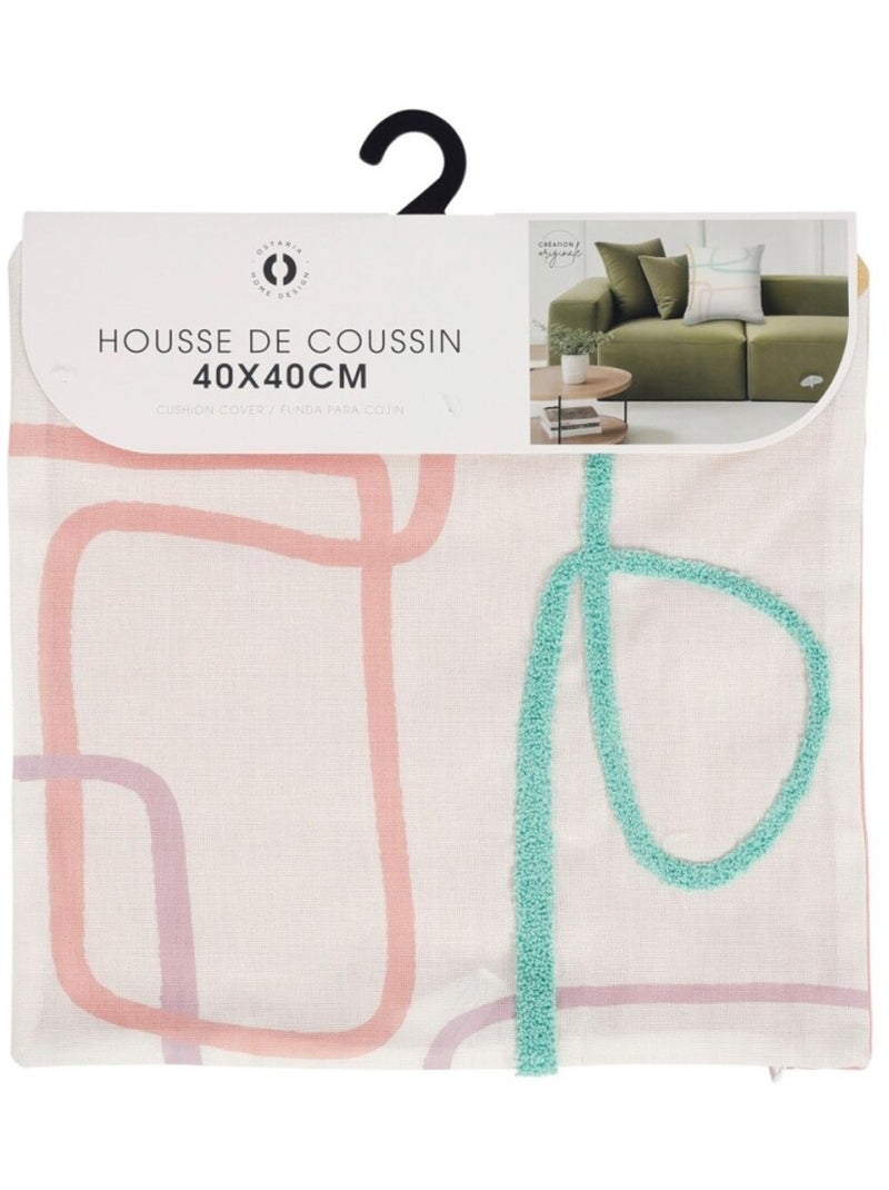 Housse de coussin 40x40 cm brodé Zig zag Rose - Kiabi