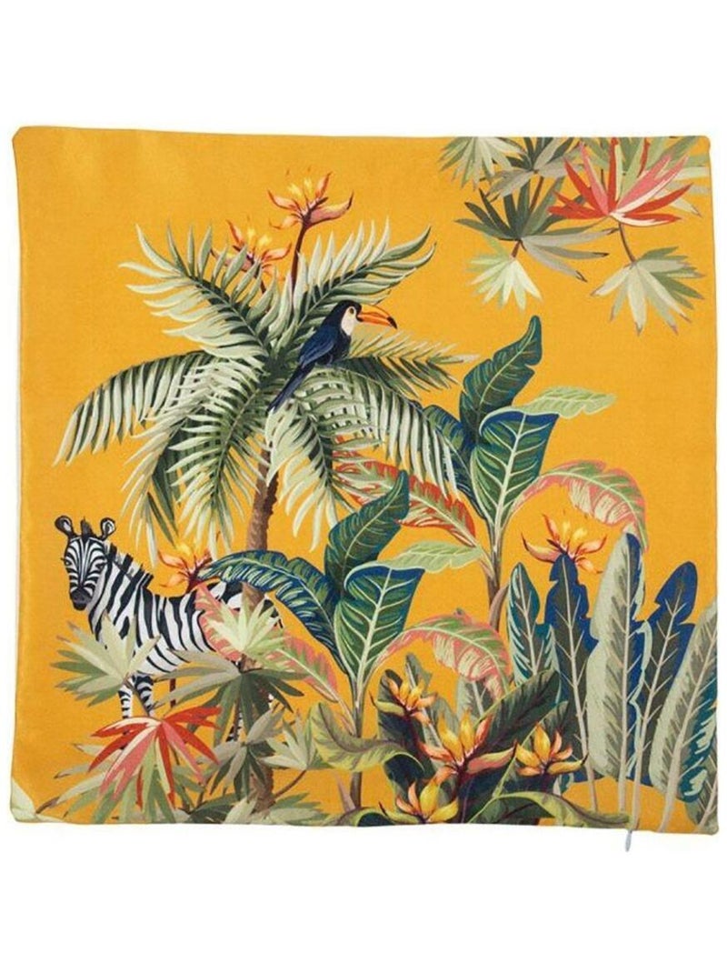 Housse de coussin 40x40 cm Jungle moutarde Jaune - Kiabi