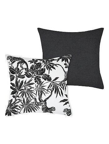 Housse de coussin 40x40 cm Macaco ardoise coton