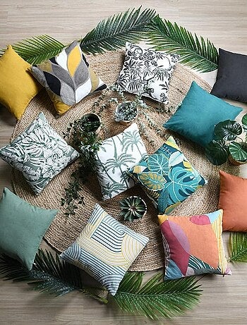 Housse de coussin 40x40 cm Macaco ardoise coton