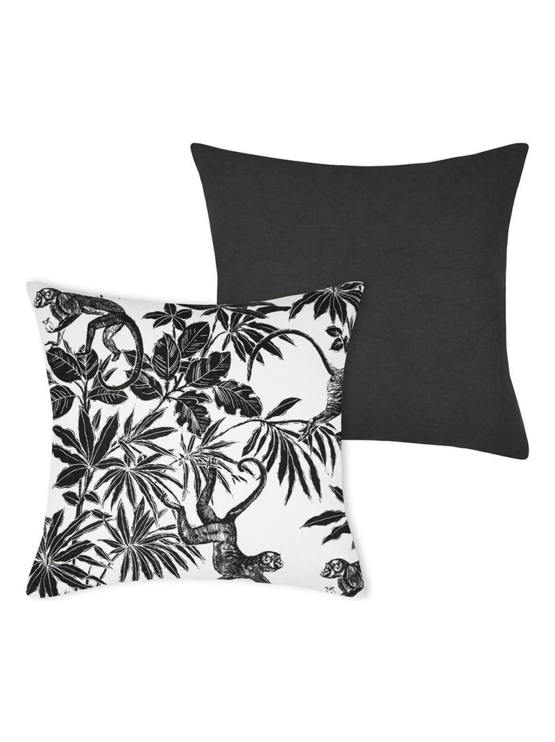 Housse de coussin 40x40 cm Macaco ardoise coton Noir - Kiabi