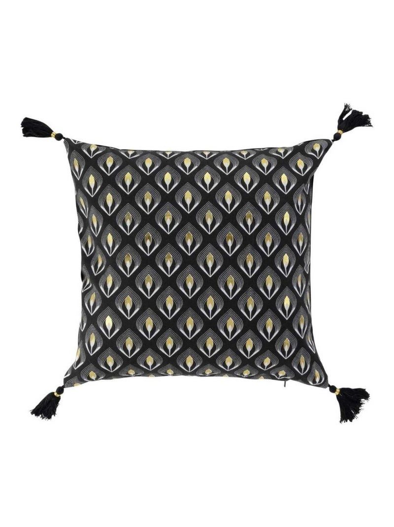 Housse de coussin 40x40 cm Or Noiror coton Noir - Kiabi