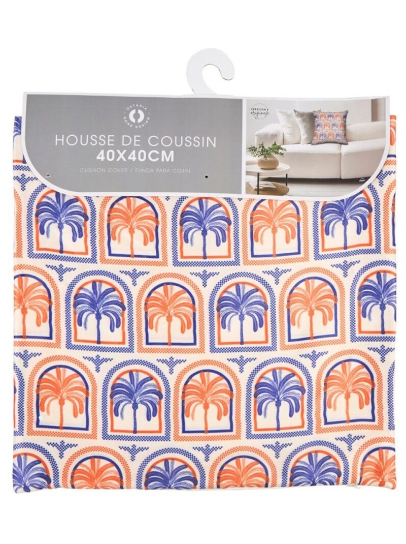 Housse de coussin 40x40 cm Palmiers Bleu - Kiabi