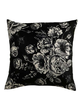 Housse de coussin 40x40 cm Roses blanc noir