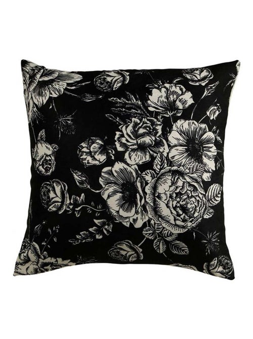 Housse de coussin 40x40 cm Roses blanc noir - Kiabi