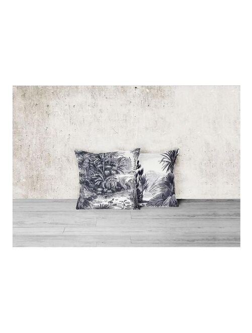 Housse de coussin 40x40 cm Flora noir blanc - Blanc - Kiabi - 9.61€